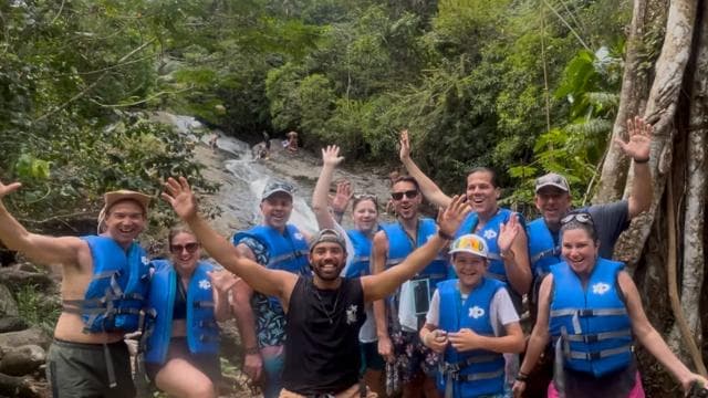 San Juan: Rainforest Waterslides & Beach Tour with Transport